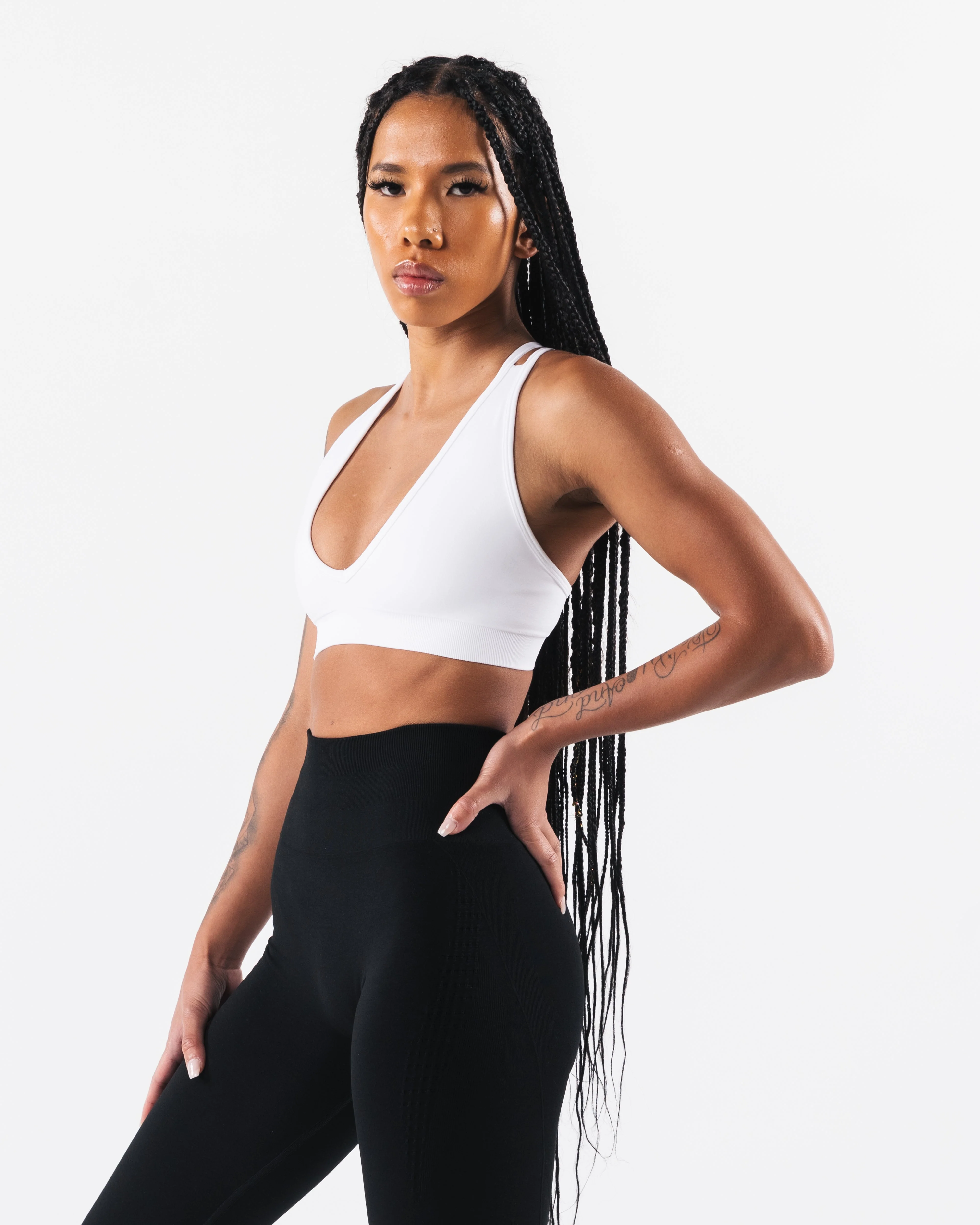 Amplify Deep V Bra - White - Image 4
