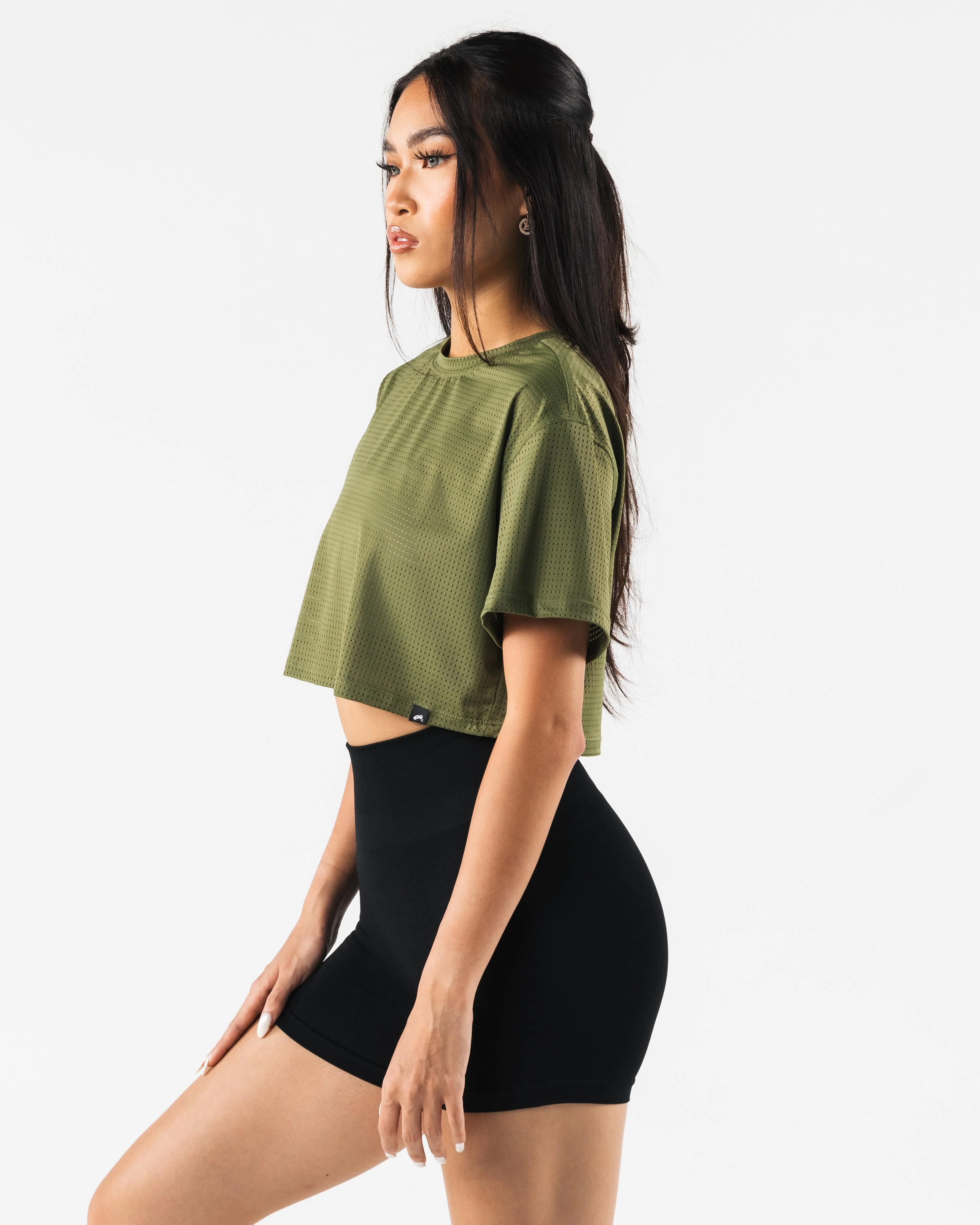 Margo Mesh Crop Tee - Agave - Image 3