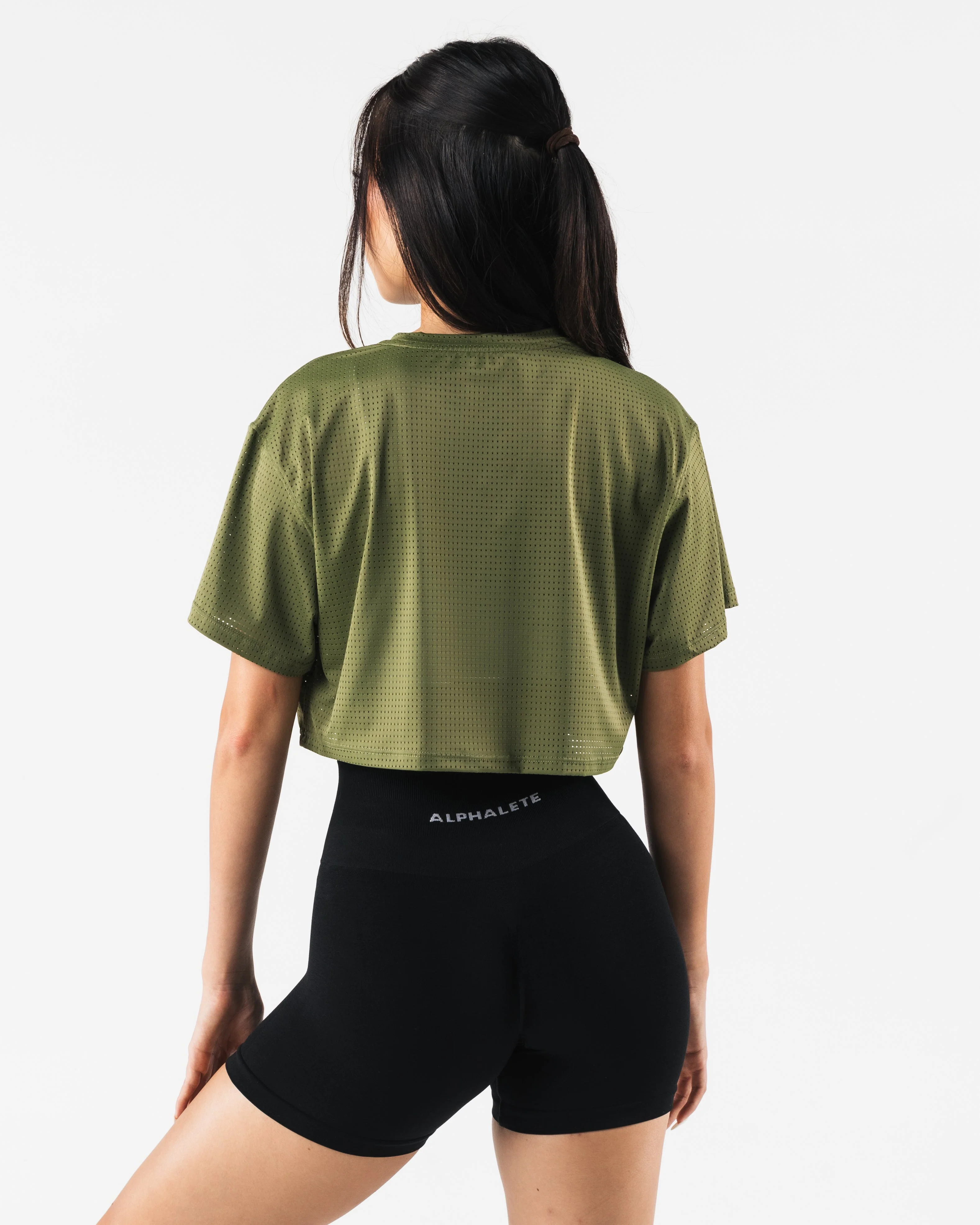 Margo Mesh Crop Tee - Agave - Image 4
