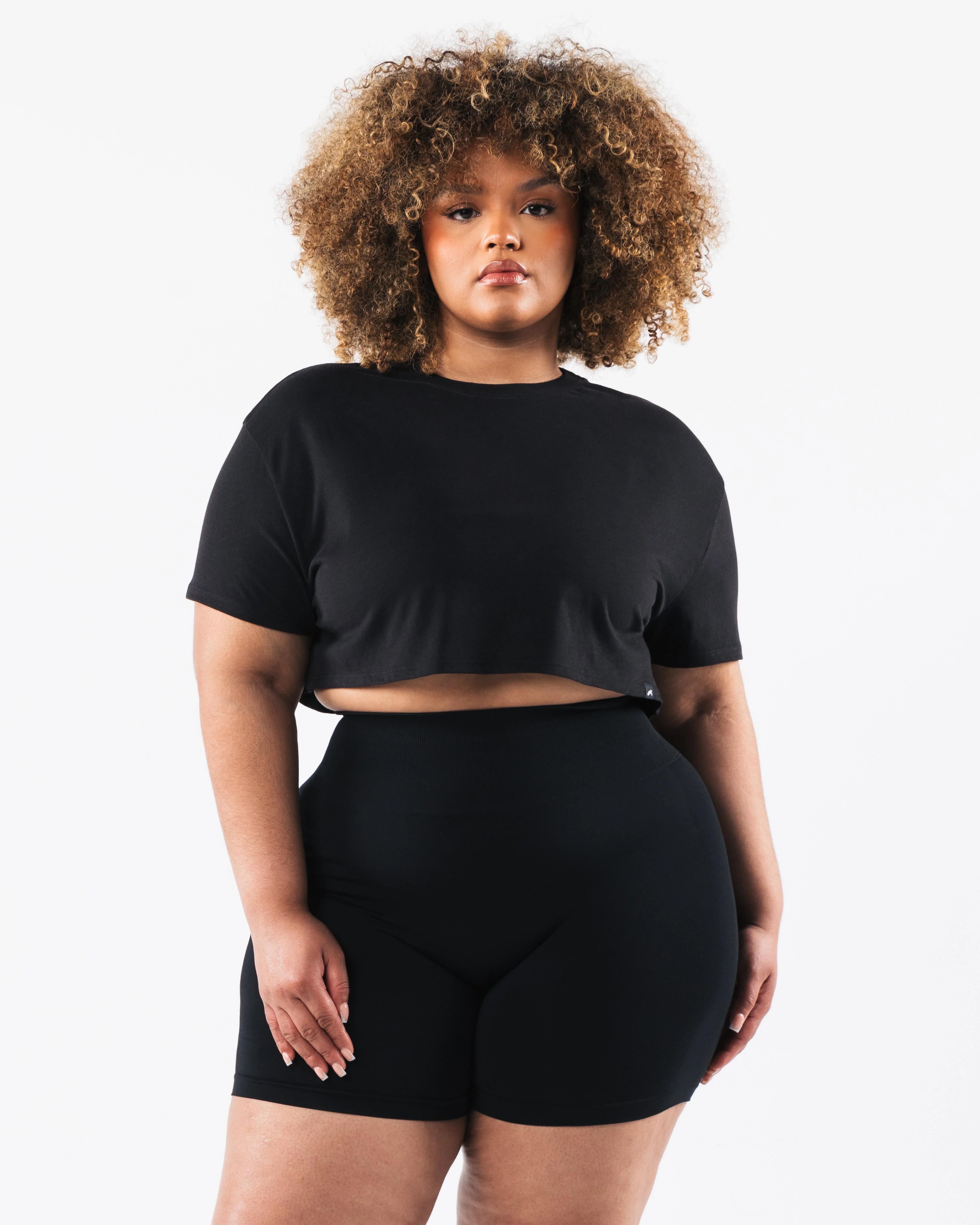 OT Oversized Crop Tee - Black - Image 2