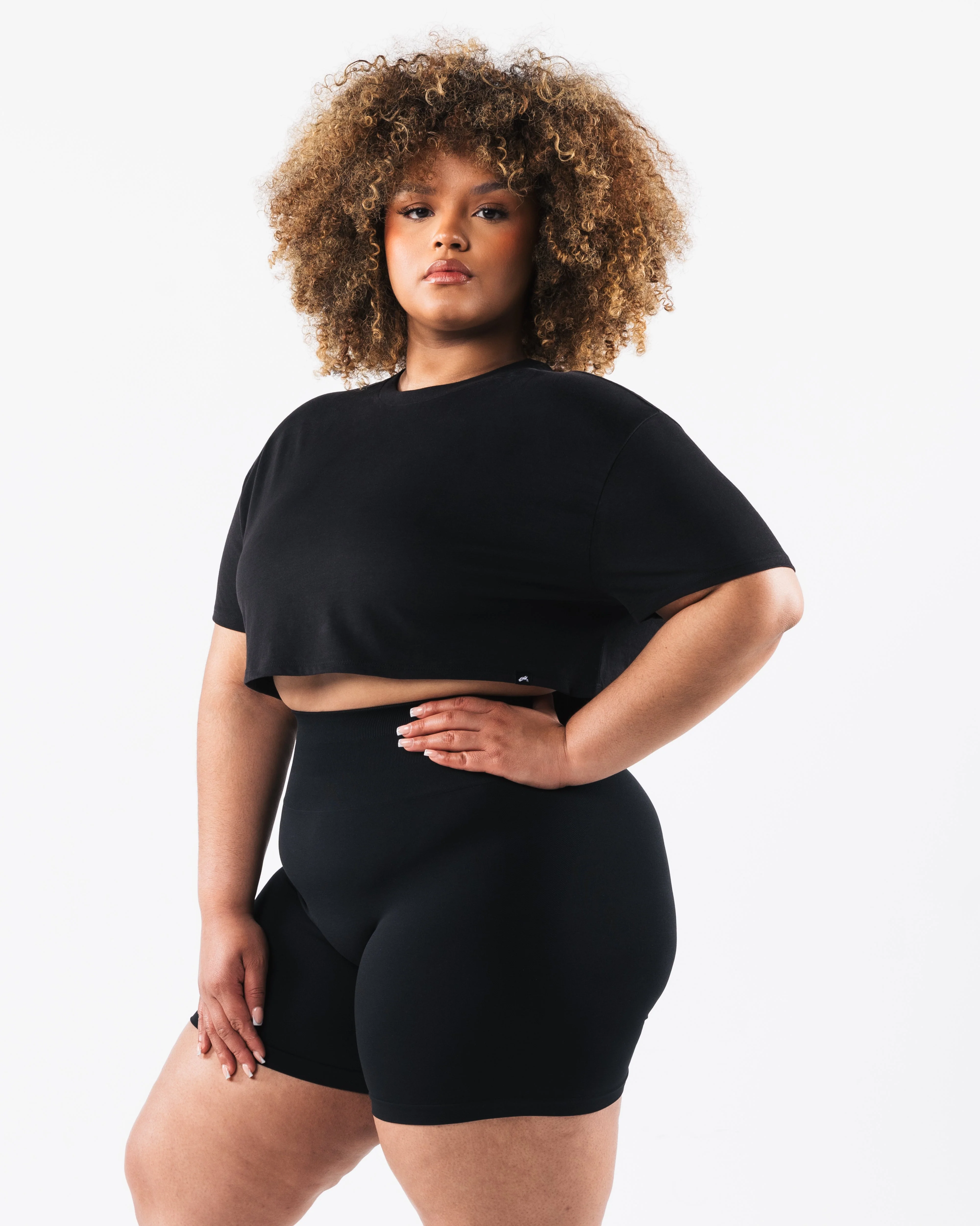 OT Oversized Crop Tee - Black - Image 6