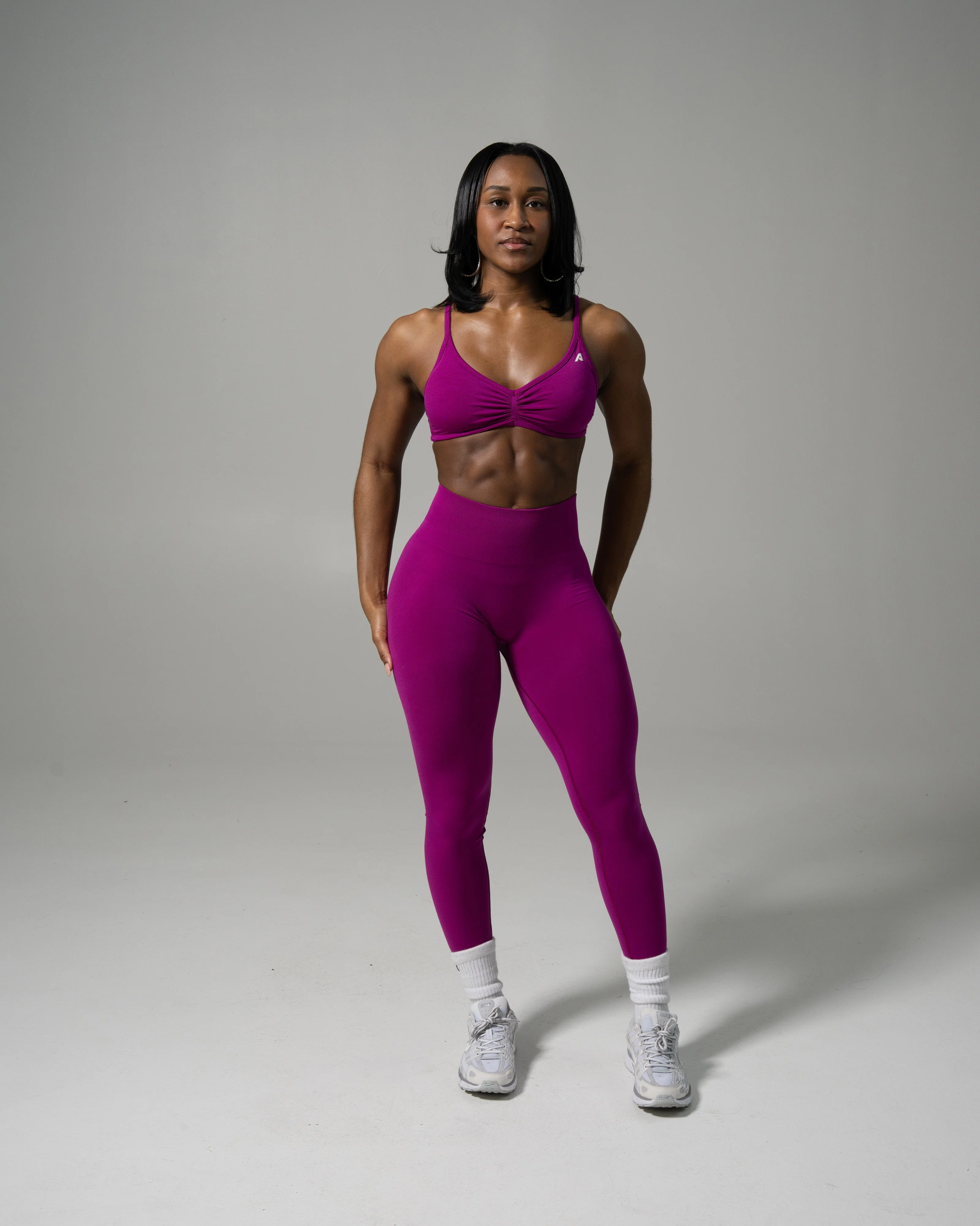 Pump Mid Rise Legging - Dark Fuchsia - Image 5