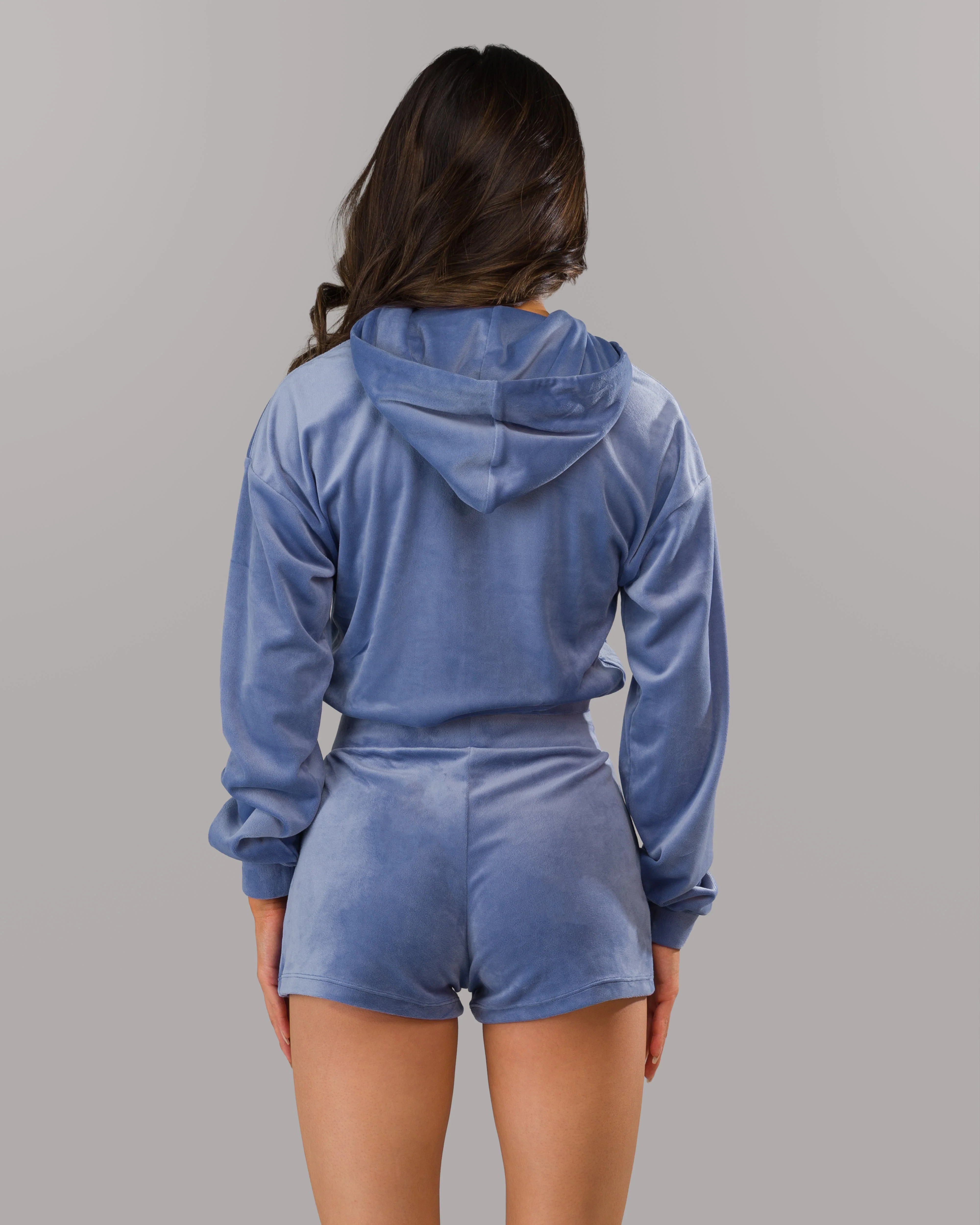 Velour Zip Hoodie - Bluebonnet - Image 3